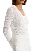 Pointelle Knit Button-Front Cardigan