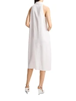 Halter Linen-Blend Sleeveless Shirtdress