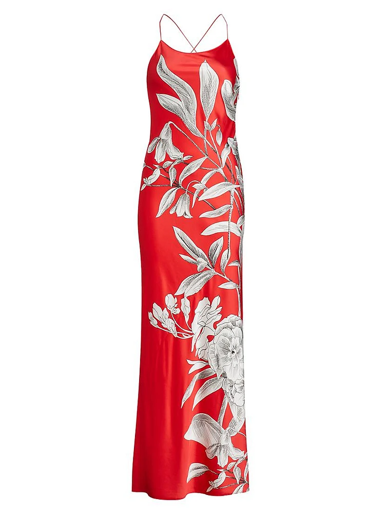 Paloma Floral Satin Maxi Dress