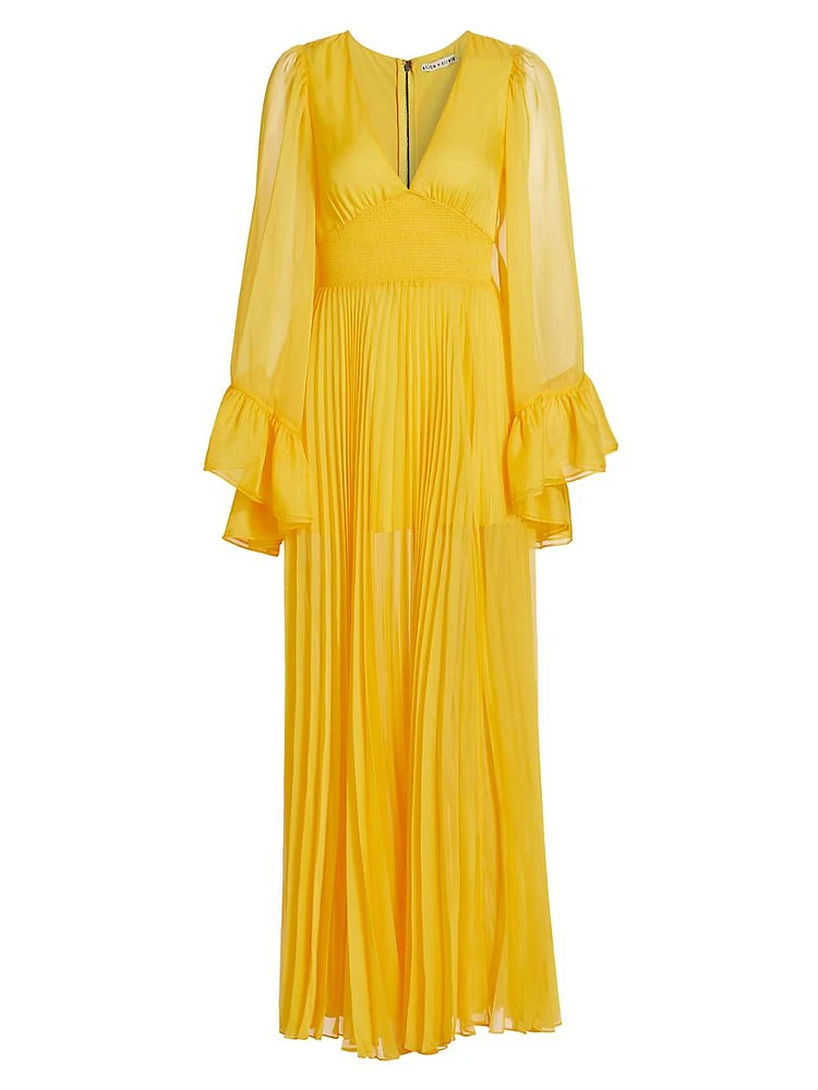 Selene Chiffon Long-Sleeve Maxi Dress