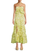 Rocco Floral Halter Neck Maxi Dress