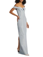 Sarika Taffeta Off-the-shoulder Column Dress