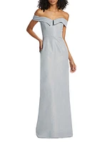 Sarika Taffeta Off-the-shoulder Column Dress