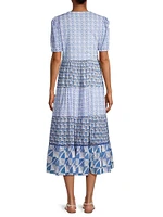 Daphne Printed Cotton Midi-Dress