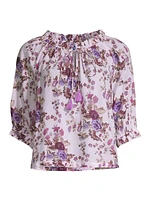 Havana Floral Cotton Tie-Front Top