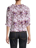 Havana Floral Cotton Tie-Front Top