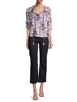 Havana Floral Cotton Tie-Front Top