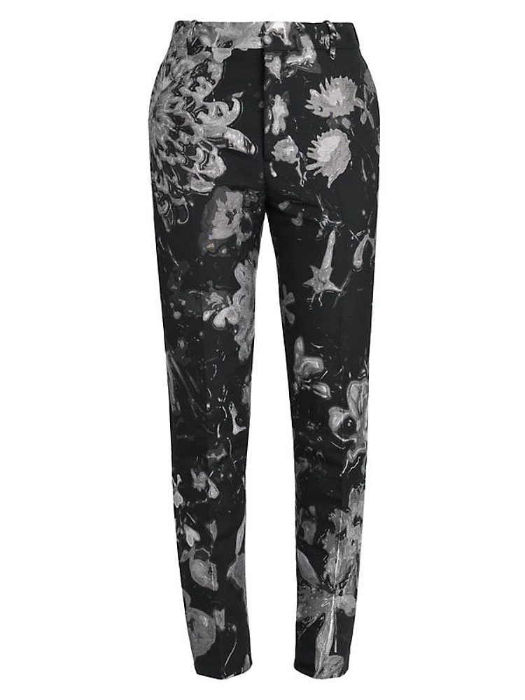 Wax Flower Cotton-Blend Cigarette Trousers