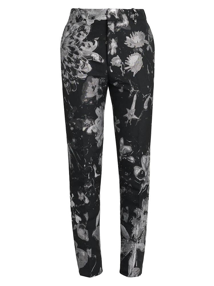 Wax Flower Cotton-Blend Cigarette Trousers