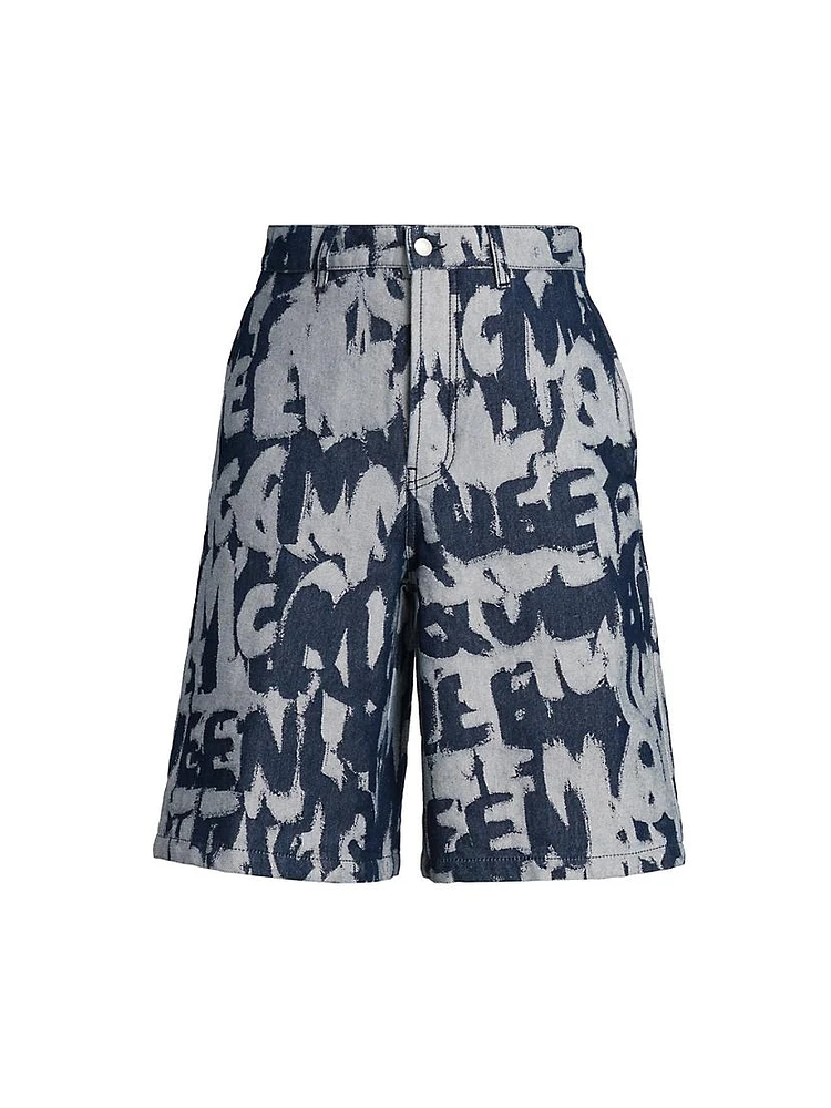 Graffiti Logo Denim Shorts