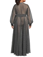 Polka Dot Chiffon Wrap Maxi Dress