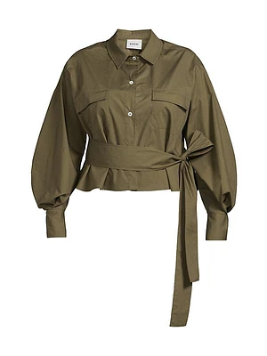 Poplin Belted Utility Blouse