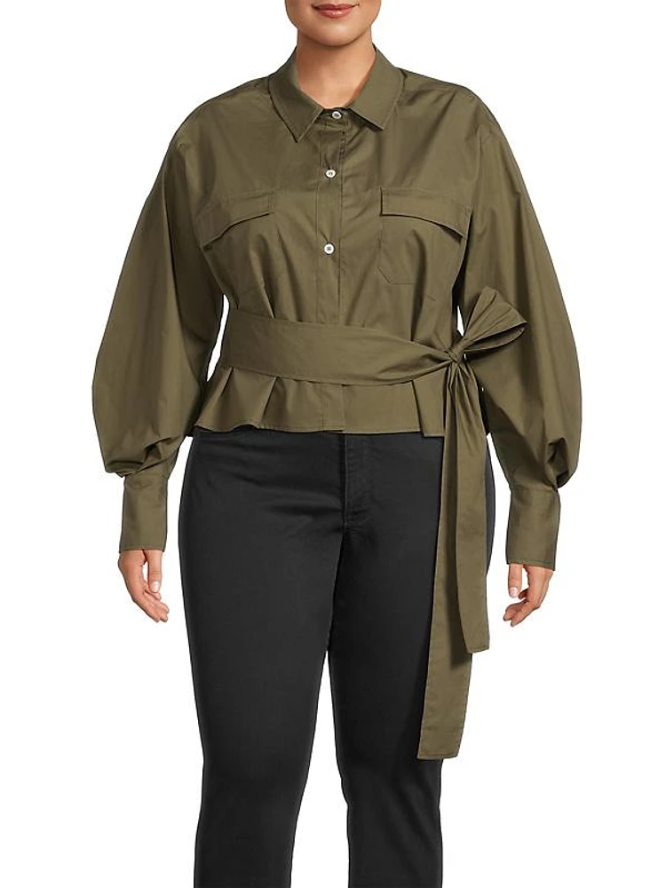 Poplin Belted Utility Blouse