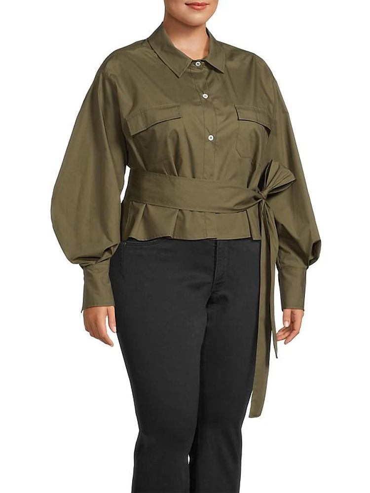 Poplin Belted Utility Blouse