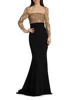 Beaded Crepe Gown