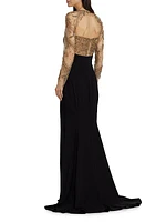 Beaded Crepe Gown