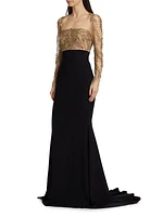 Beaded Crepe Gown