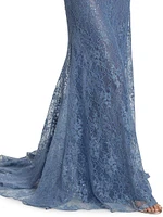 Sequin-Embellished Lace Gown