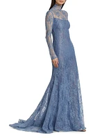 Sequin-Embellished Lace Gown