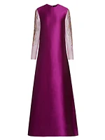 Embellished Sleeve A-Line Gown