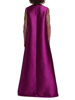 Embellished Sleeve A-Line Gown