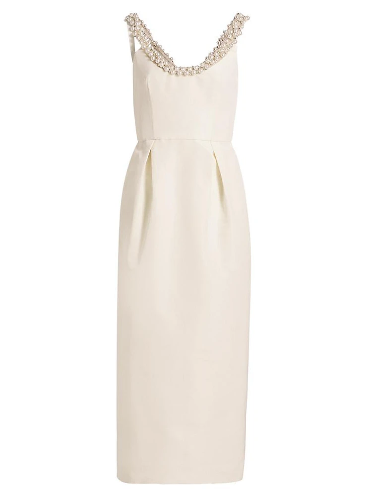 Faux Pearl Silk Cocktail Dress