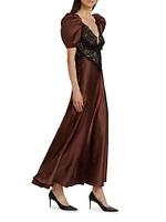 Lace-Paneled Silk Maxi Dress