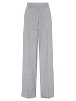 Linen and Wool Canvas Straight Trousers