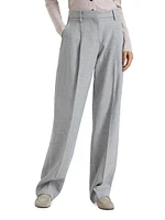 Linen and Wool Canvas Straight Trousers