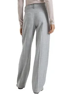 Linen and Wool Canvas Straight Trousers