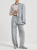 Linen and Wool Canvas Straight Trousers