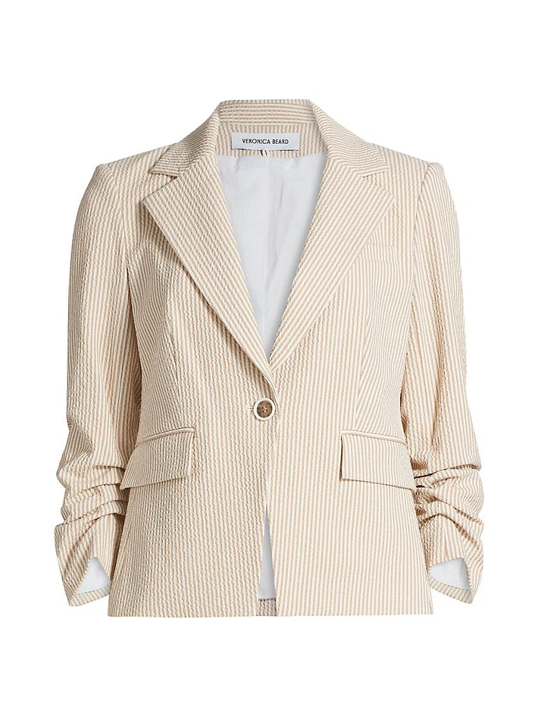 Aaliyah Dickey Seersucker Ruched Blazer