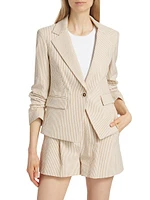 Aaliyah Dickey Seersucker Ruched Blazer