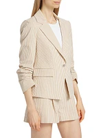 Aaliyah Dickey Seersucker Ruched Blazer