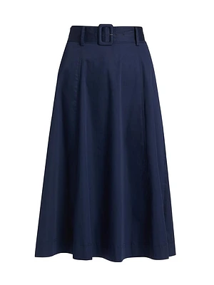 Arwen Cotton-Blend Belted Midi-Skirt