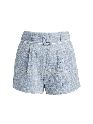 Hobbes Cotton Eyelet Belted Shorts