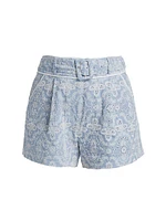 Hobbes Cotton Eyelet Belted Shorts