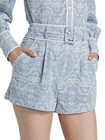 Hobbes Cotton Eyelet Belted Shorts