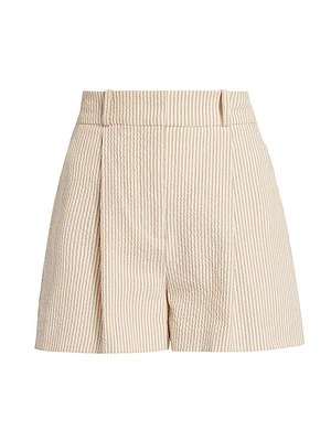 Haina Seersucker Pleated Shorts