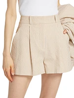 Haina Seersucker Pleated Shorts