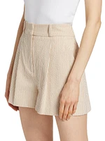 Haina Seersucker Pleated Shorts