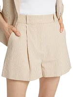 Haina Seersucker Pleated Shorts