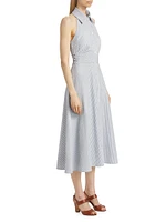 Mackey Seersucker Halter Midi-Dress