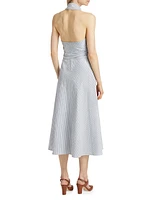 Mackey Seersucker Halter Midi-Dress