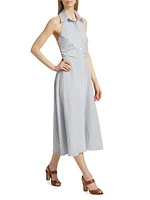 Mackey Seersucker Halter Midi-Dress