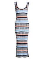 Fabiana Striped Rib-Knit Midi-Dress