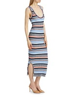 Fabiana Striped Rib-Knit Midi-Dress