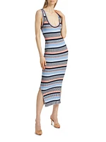 Fabiana Striped Rib-Knit Midi-Dress