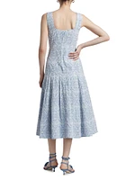 Jolie Eyelet Squareneck Midi-Dress