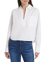 Khai Cotton-Blend Split-Neck Top